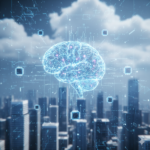 “Abstract glowing digital brain made of light particles and microchips representing efficient small language models and modern AI intelligence.”