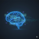 Digital illustration showing neural network merging with web architecture representing intelligent web development trends in 2025-2026